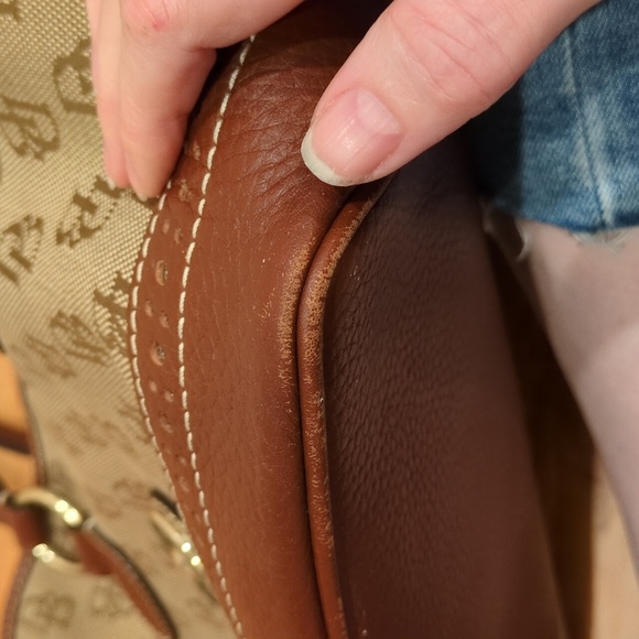 Dooney & Bourke  GUC Canvas Monogram Brown Tote Purse COA & Registration Card - Picture 6 of 15